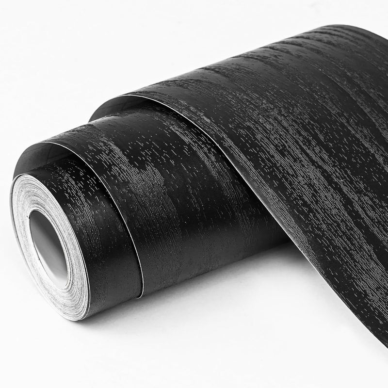 WAPANE Black Wood Grain Wallpaper Border Mirror Frame Removable Waterproof, Peel and Stick Wall Paper Border Decor Self Adhesive, Kitchen Bathroom Sticker - Image 1